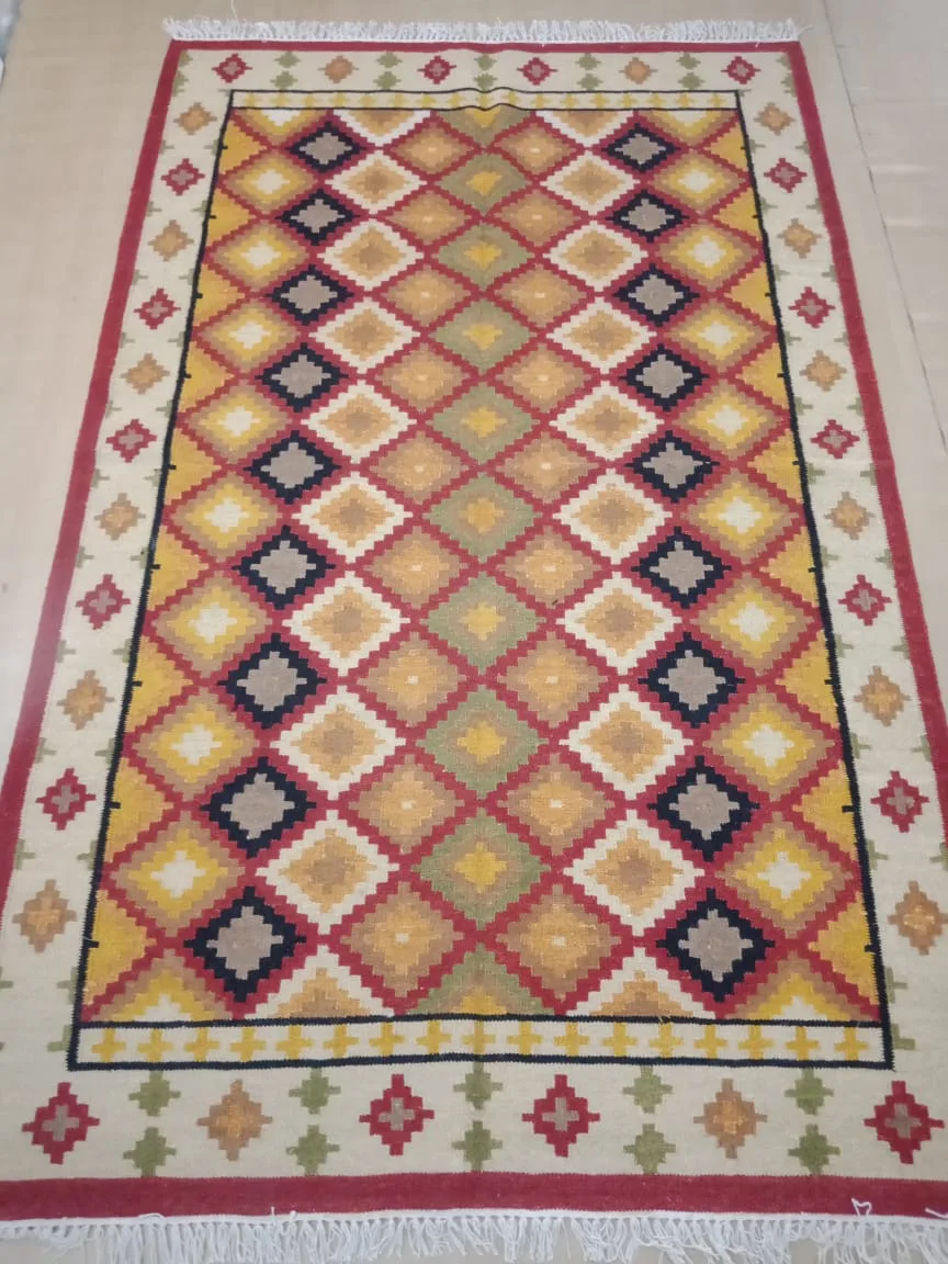 Tribal handmade Rug Made in Mirzapur flatweave